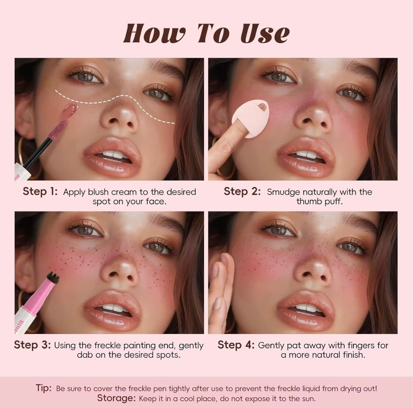 2 in 1 Waterproof Freckles & Blush Pen
Stamp (2 Colors)