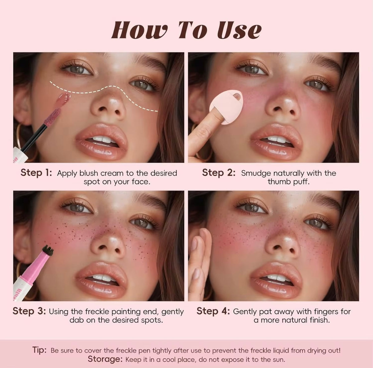 2 in 1 Waterproof Freckles & Blush Pen
Stamp (2 Colors)