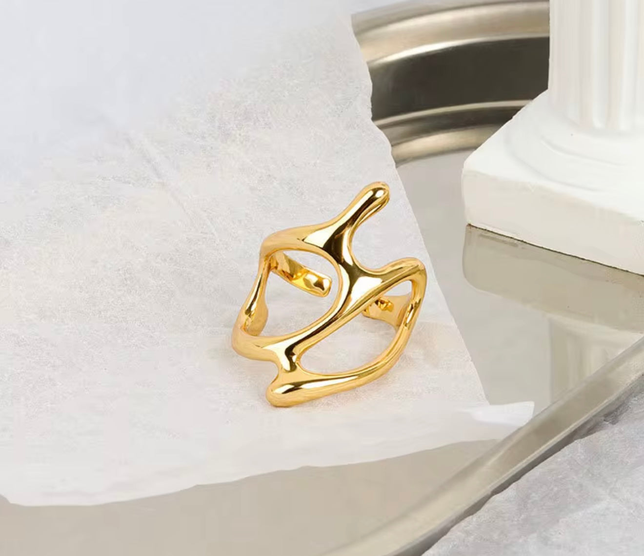 Silver or Gold Drip Adjustable Ring