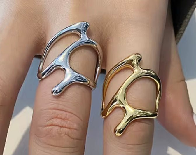 Silver or Gold Drip Adjustable Ring