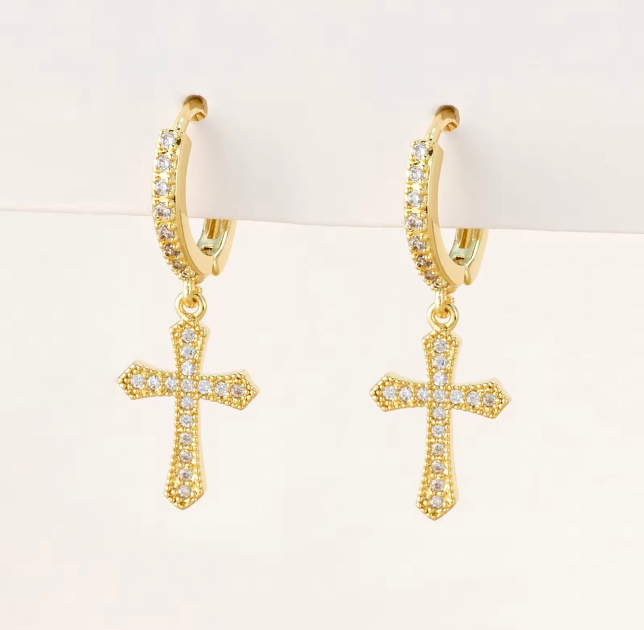 Cross Drop Earring Hoop Earring
