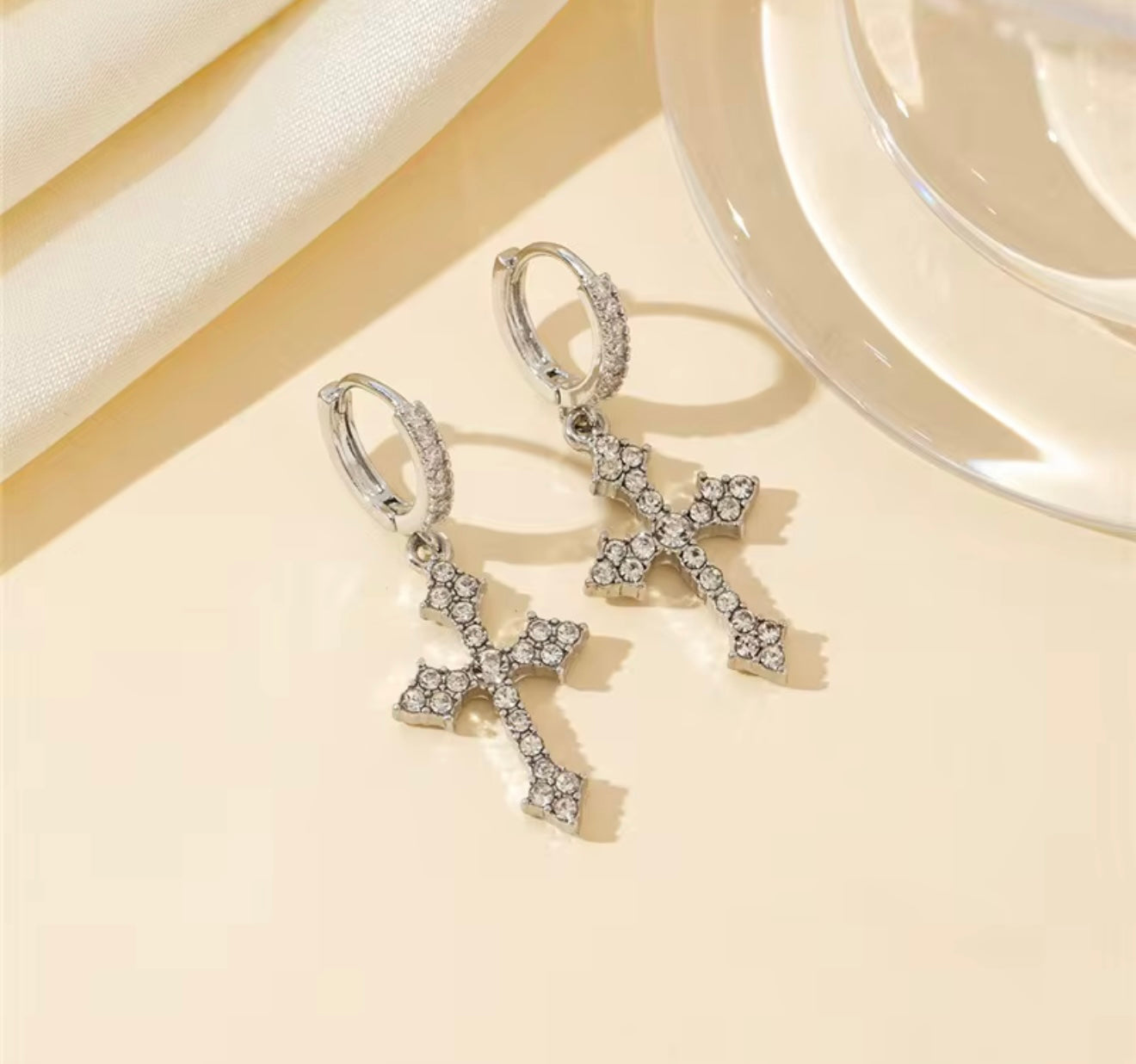 Silver Cross Earrings