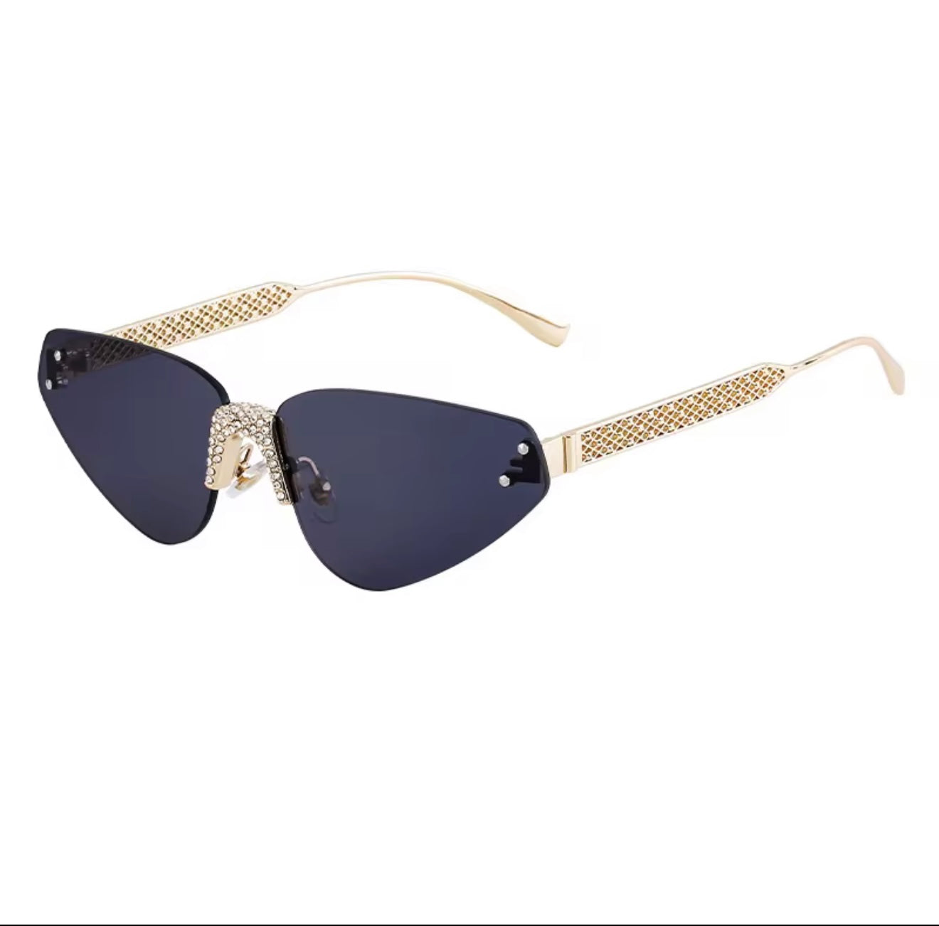 Frameless Rimless Luxury Women Sunglasses Black & Gold