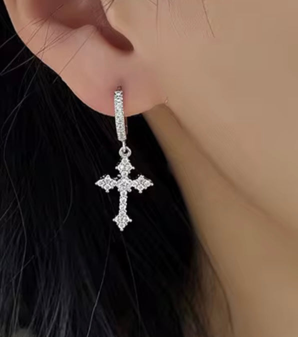 Silver Cross Earrings