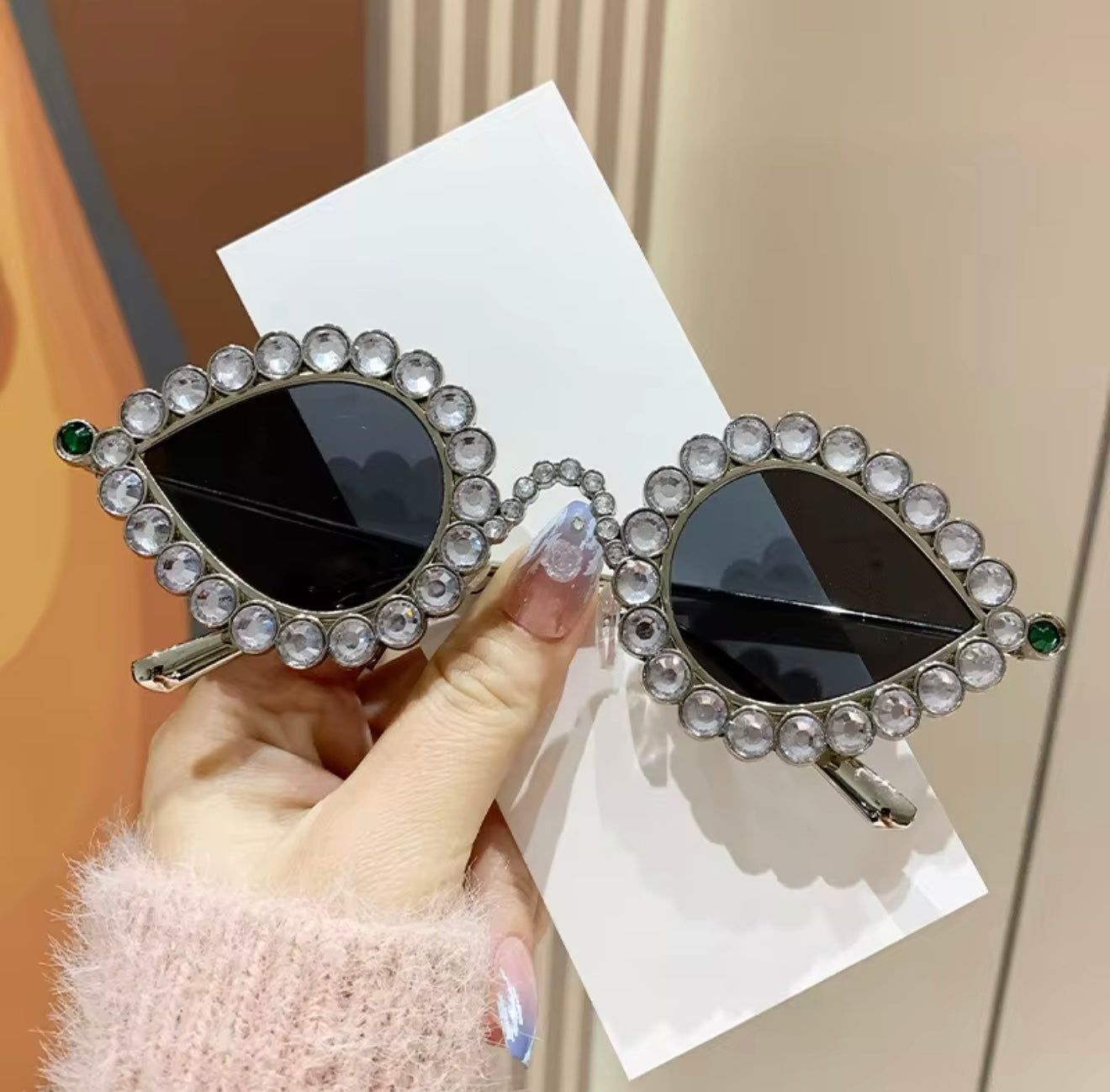 Oval Rhinestones Luxury Sun Glasses