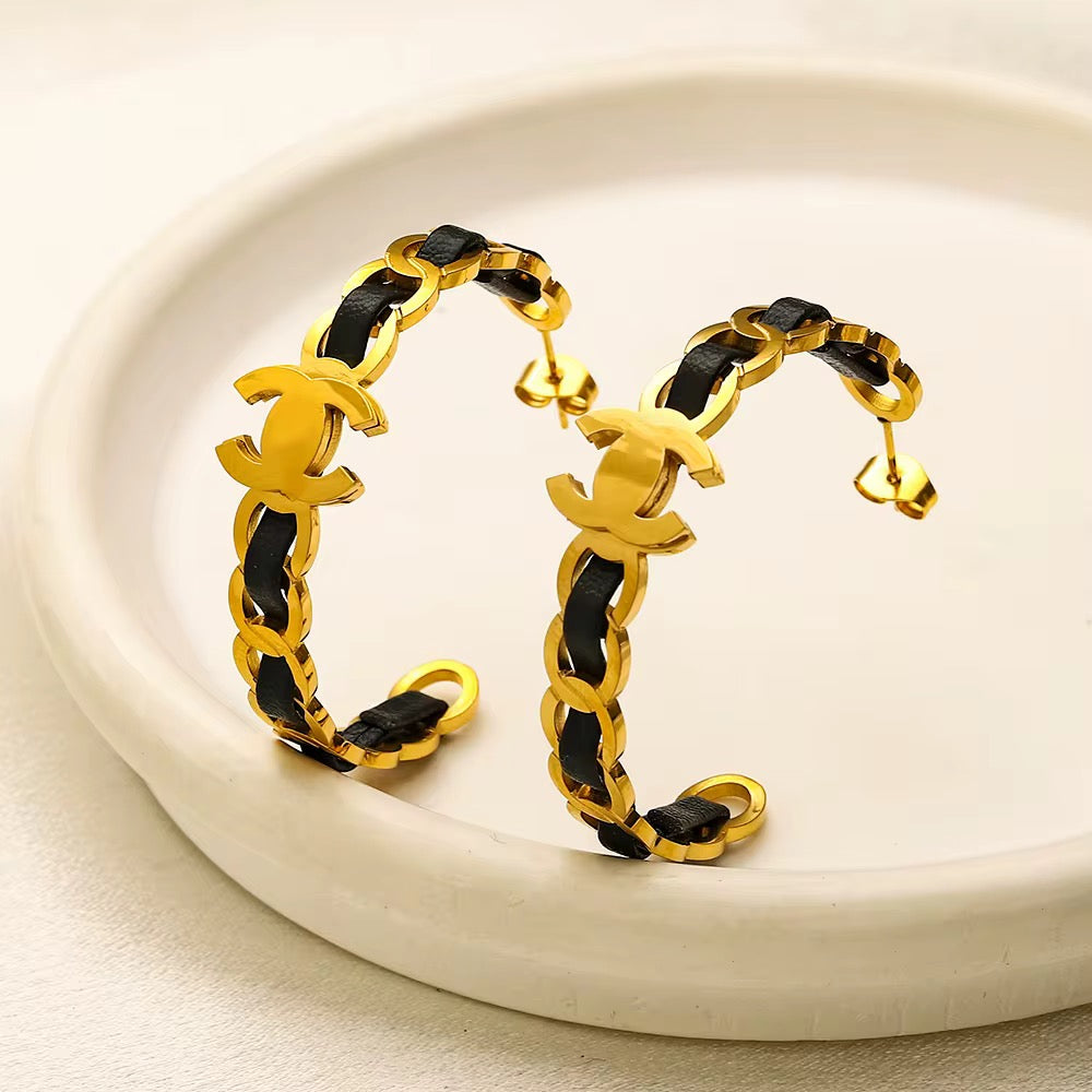 CC EARRINGS GOLD/BLACK