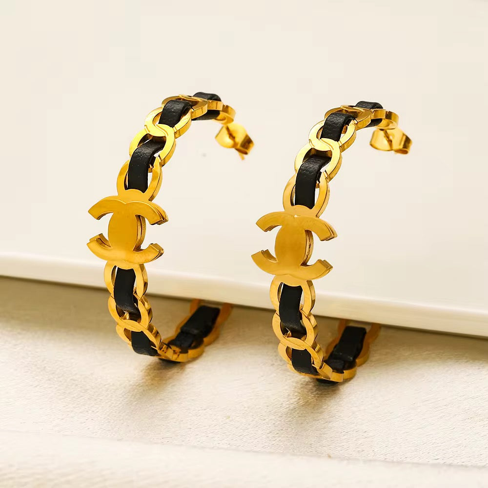 CC EARRINGS GOLD/BLACK