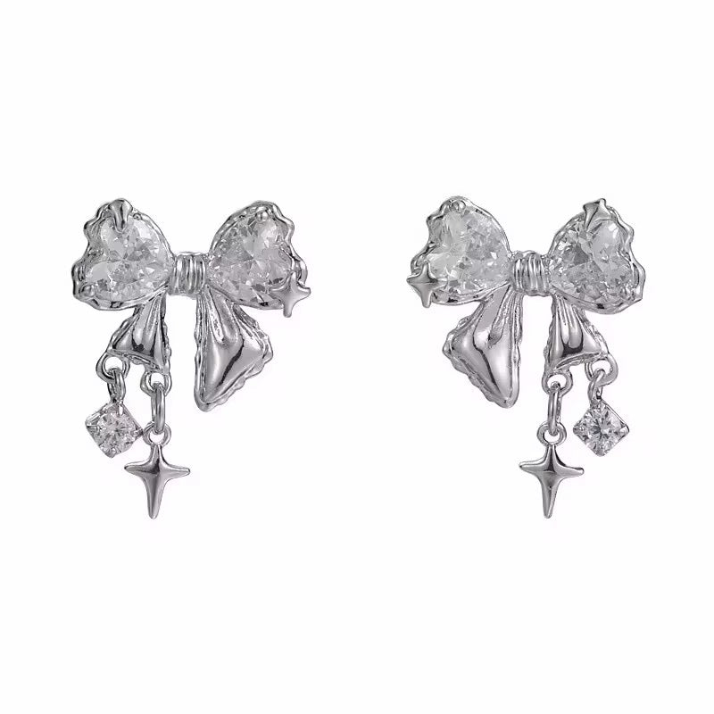 Sweet Exquisite Bowknot Tassel Stud Earrings